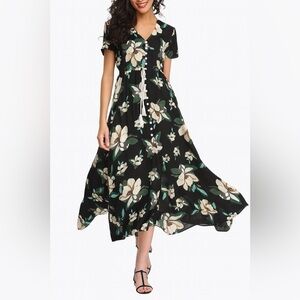 1stvital Women's Fancy Floral Dresses Boho Maxi Sz L